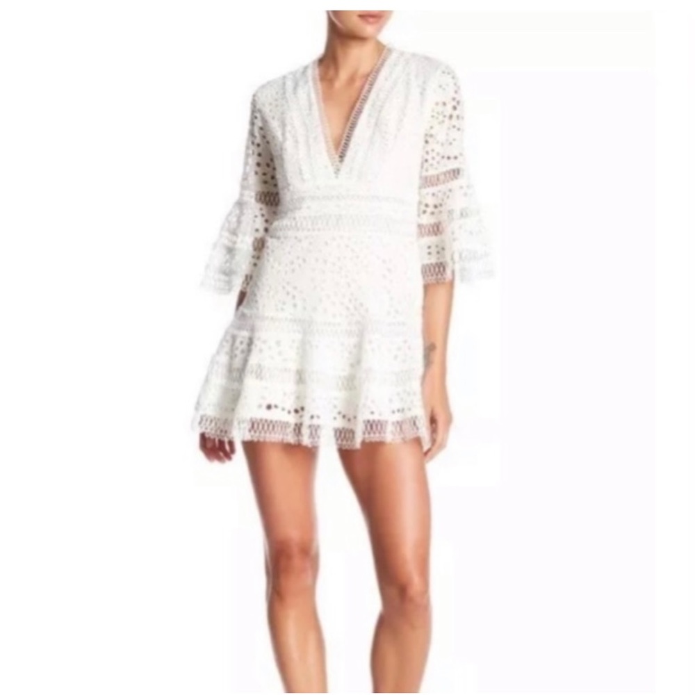 Aqua White Eyelet Lace Dress
